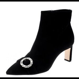 Jimmy Choo Hanover 65 black suede boots with crystal buckles